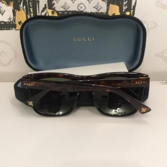 Authentic ✨ Brand New Gucci GG0158SN 002 Square Sunglasses – Tortoise Frame with - Picture 9 of 11